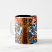 KRISHNA DAS FLÖTEN-SPIELER-INDISCHE ABSTRAKTE ZWEIFARBIGE TASSE (Vorderseite Links)