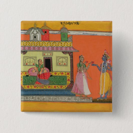 Krishna, das in Radhas Haus, Illustration Franc Button (Vorderseite)