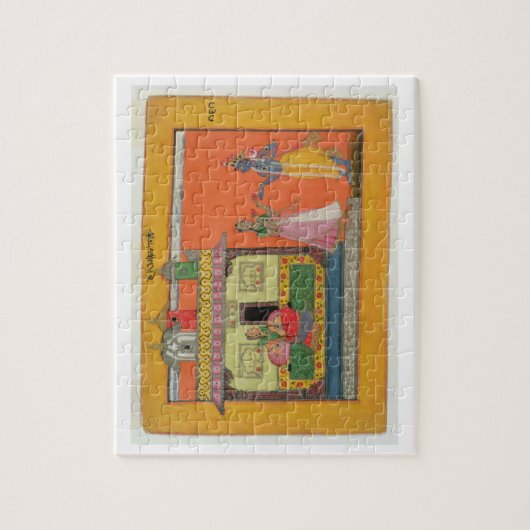 Krishna, das in Radhas Haus, Illustration Franc Puzzle (Vertikal)