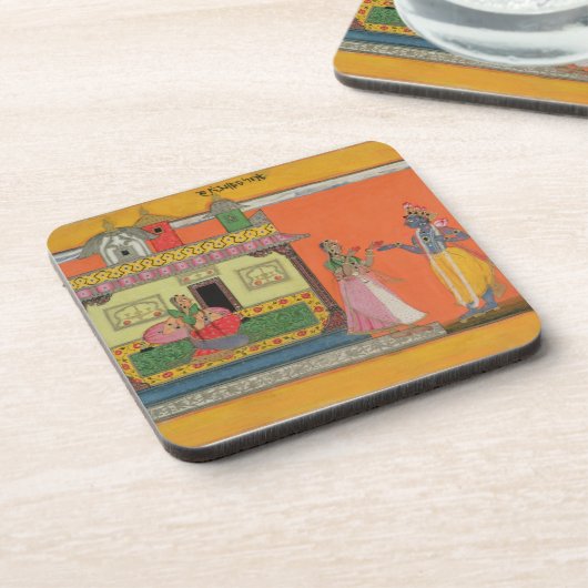 Krishna, das in Radhas Haus, Illustration Franc Untersetzer (Linke Seite)