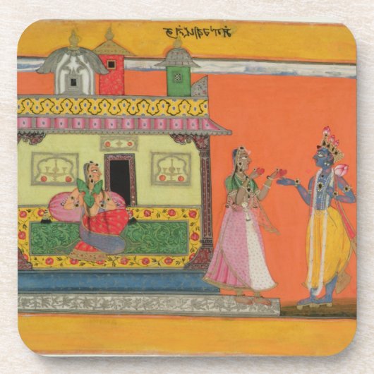 Krishna, das in Radhas Haus, Illustration Franc Untersetzer (Vorderseite)