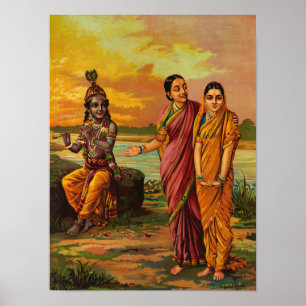 Krishna erklärt seine Liebe für Radha von Raja Rav Poster
