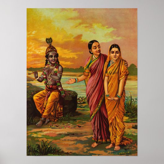 Krishna erklärt seine Liebe für Radha von Raja Rav Poster (Vorne)