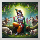 Krishna Flute unter Kadamba Tree Poster (Vorne)
