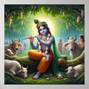 Krishna Flute unter Kadamba Tree Poster