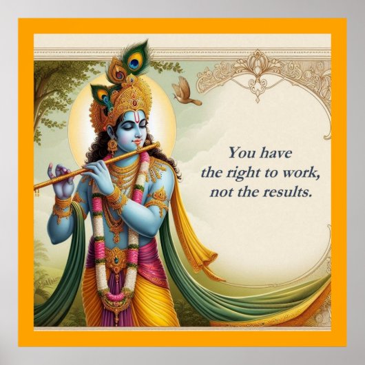 Krishna Gita Zitat Kunst: Spirituelle Motivation Poster (Vorne)