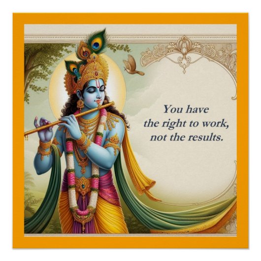 Krishna Gita Zitat Kunst: Spirituelle Motivation Poster (Vorderseite)
