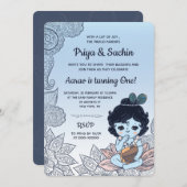 Krishna Hindu Style Geburtstagsparty Einladung (Vorne/Hinten)