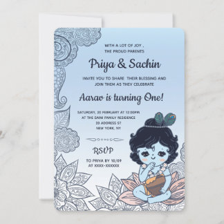 Krishna Hindu Style Geburtstagsparty Einladung