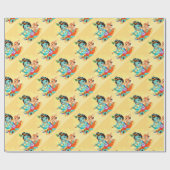 Krishna indischer Gott, der Flötenillustration Geschenkpapier (Flach)