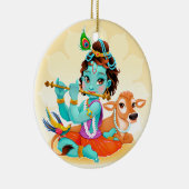 Krishna indischer Gott, der Flötenillustration Keramikornament (Rechts)