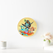 Krishna indischer Gott, der Flötenillustration Runde Wanduhr (Zuhause)