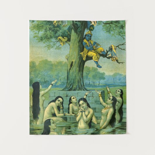 Krishna Leela von Raja Ravi Varma Wandteppich (Vorderseite)