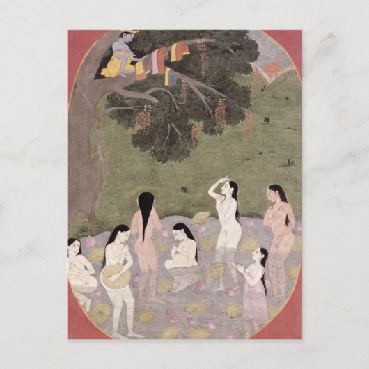 Krishna mit den Kühe-Girls-Kleidern, Postkarte (Vorderseite)