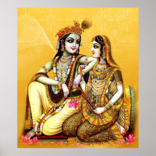 Krishna mit Radha Poster