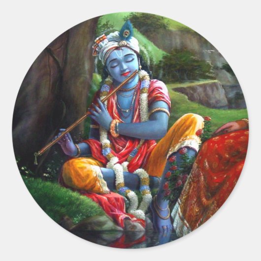 Krishna Painting (Indische Mythologie) Runder Aufkleber (Vorderseite)