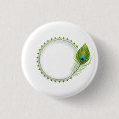 Krishna Pfauenthema Button (Vorderseite)