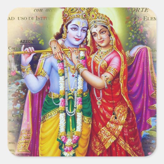 Krishna Quadratischer Aufkleber (Vorderseite)
