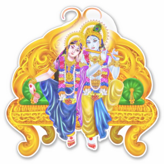 Krishna Radha Vigneshwara Psychedelic Hinduismus Aufkleber (Vorderseite)