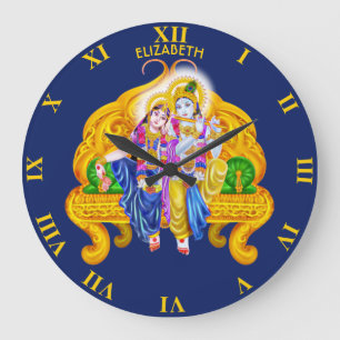 Krishna Radha Vigneshwara Psychedelic Hinduismus Große Wanduhr