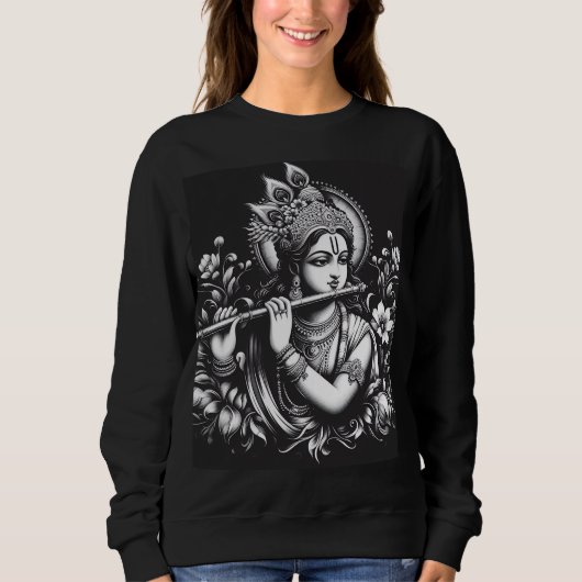 Krishna Schwarz und Weiß Sweatshirt (Vorderseite)