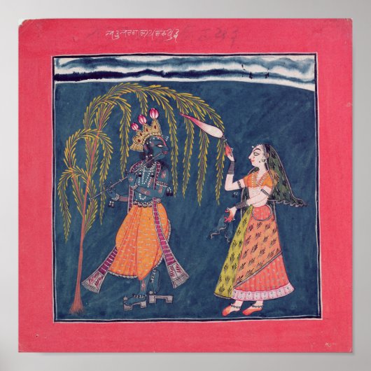 Krishna spielt eine Flöte, aus der 'Vahula Poster (Vorne)