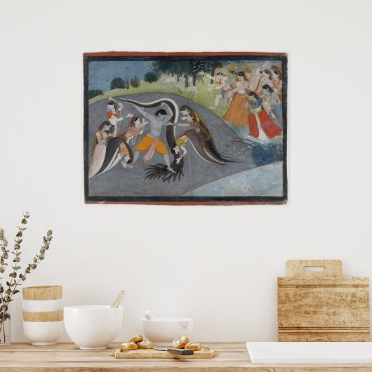 Krishna Subduing Kaliya, der Schlangendemon Poster (Küche)