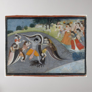 Krishna Subduing Kaliya, der Schlangendemon Poster