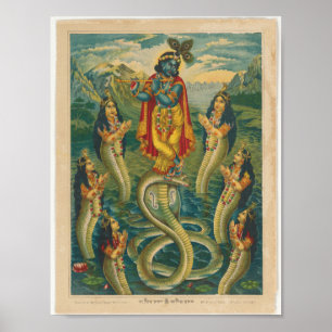 Krishna subduing Kaliya Poster