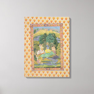 Krishna und das Gopis (Gouache auf Papier) Leinwanddruck