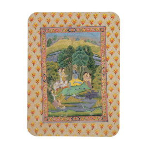 Krishna und das Gopis (Gouache auf Papier) Magnet
