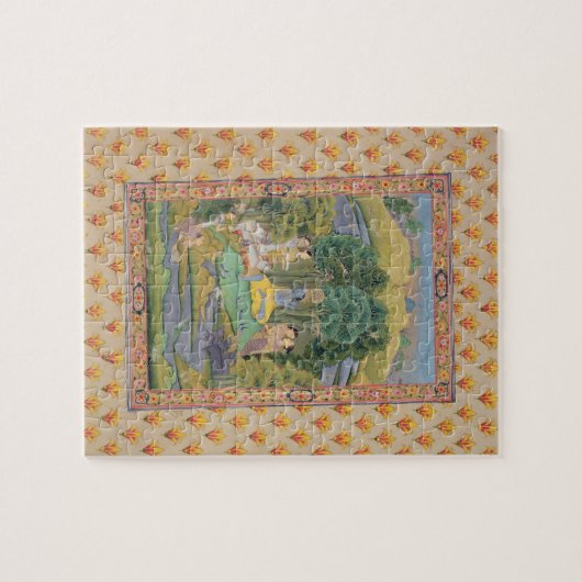 Krishna und das Gopis (Gouache auf Papier) Puzzle (Horizontal)
