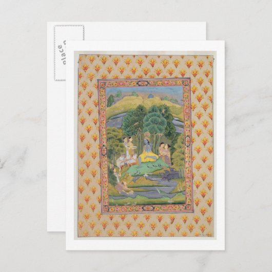 Krishna und die Gopis (Gouache auf Papier) Postkarte (Vorne/Hinten)