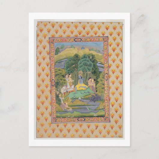 Krishna und die Gopis (Gouache auf Papier) Postkarte (Vorderseite)
