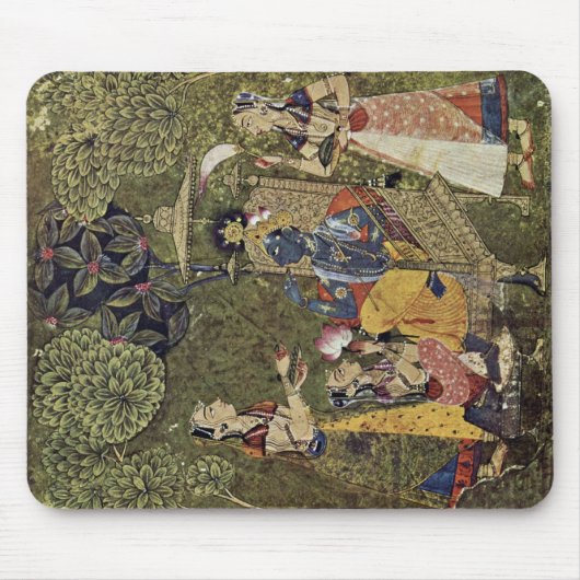 Krishna und die Mädchen durch Indischer Maler Um Mousepad (Vorne)