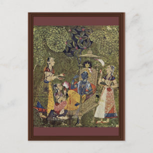 Krishna und die Mädchen von Indischer Maler Um 171 Postkarte