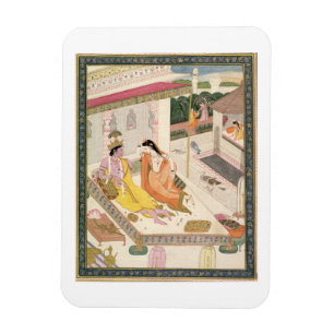 Krishna und Radha auf einem Bett in einem Magnet