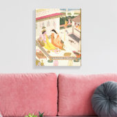 Krishna und Radha auf einem Bett in einem Palast i Leinwanddruck (Insitu (Wohnzimmer))
