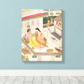 Krishna und Radha auf einem Bett in einem Palast i Leinwanddruck (Insitu (Holzboden))