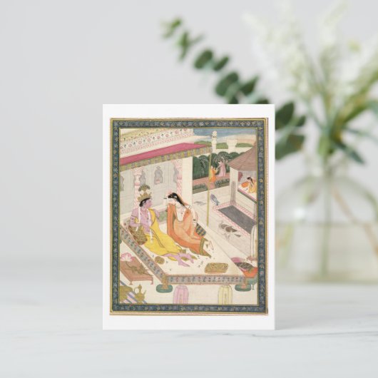Krishna und Radha auf einem Bett in einem Palast i Postkarte (Stehend Vorderseite)
