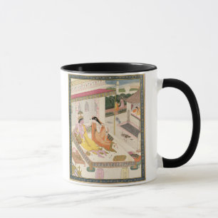 Krishna und Radha auf einem Bett in einem Tasse