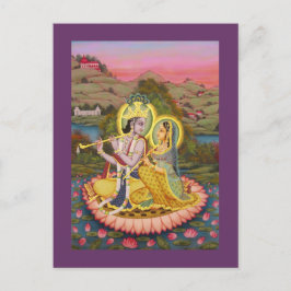 Krishna und Radha auf Lotus Postkarte