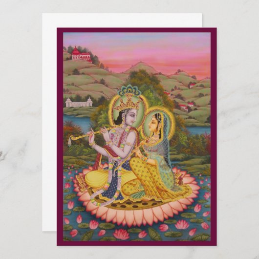 Krishna und Radha auf lotusInvitation Einladung (Vorne/Hinten)