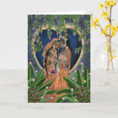 Krishna und Radha Karte (Gelbe Blume)