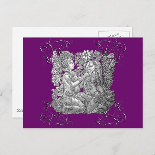 Krishna und Radha Postkarte (Vorne/Hinten)
