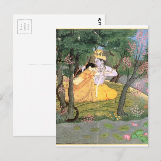 Krishna und Radha Postkarte (Vorne/Hinten)