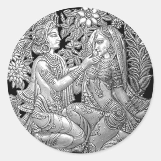 Krishna und Radha Runder Aufkleber (Vorderseite)