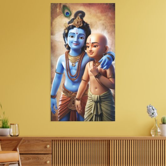 Krishna und Sudama: Der Anleger der Freundschaft Leinwanddruck (Insitu (Wohnzimmer))