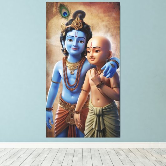 Krishna und Sudama: Der Anleger der Freundschaft Leinwanddruck (Insitu (Holzboden))