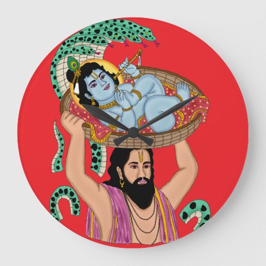 Krishna & Vasudeva Wanduhr (Vorderseite)